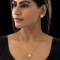 ORNA Necklace Waterproof Evergreen Pearl Studded Set With Earrings