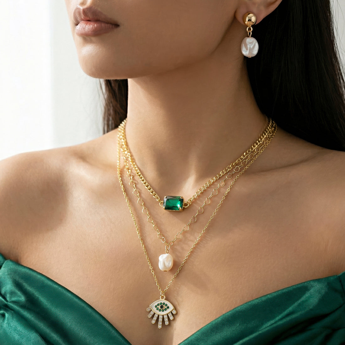 ORNA Necklace Waterproof Layers Set with Earrings