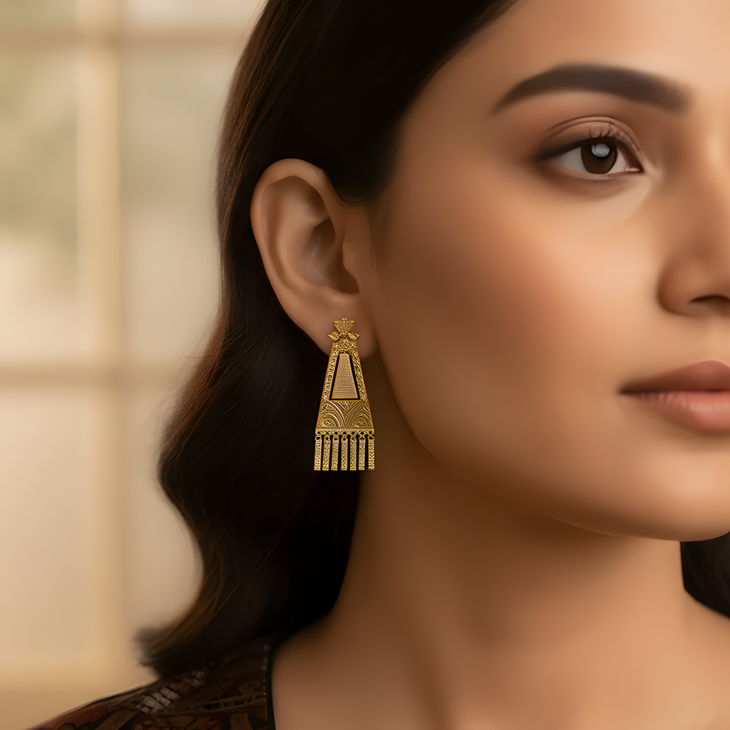ORNA Earrings Waterproof Ethnic Long Danglers with Charms