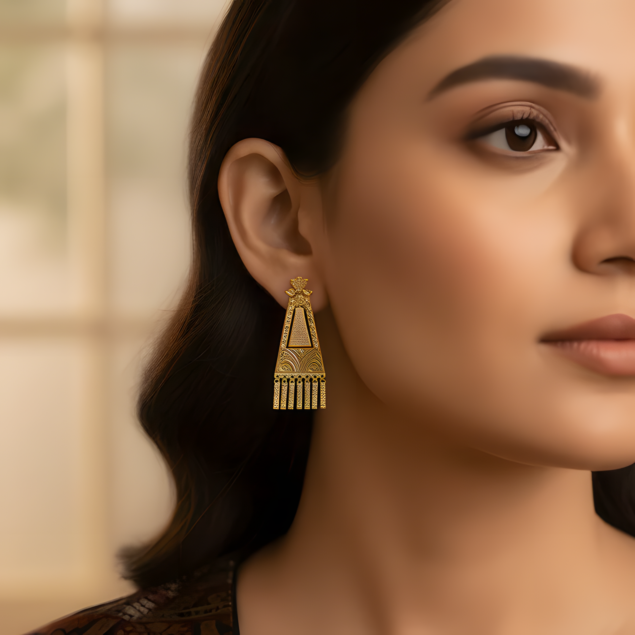 ORNA Earrings Waterproof Ethnic Long Danglers with Charms