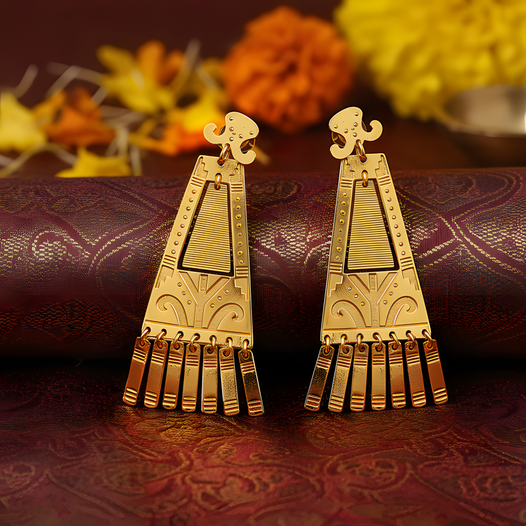 ORNA Earrings Waterproof Ethnic Long Danglers with Charms