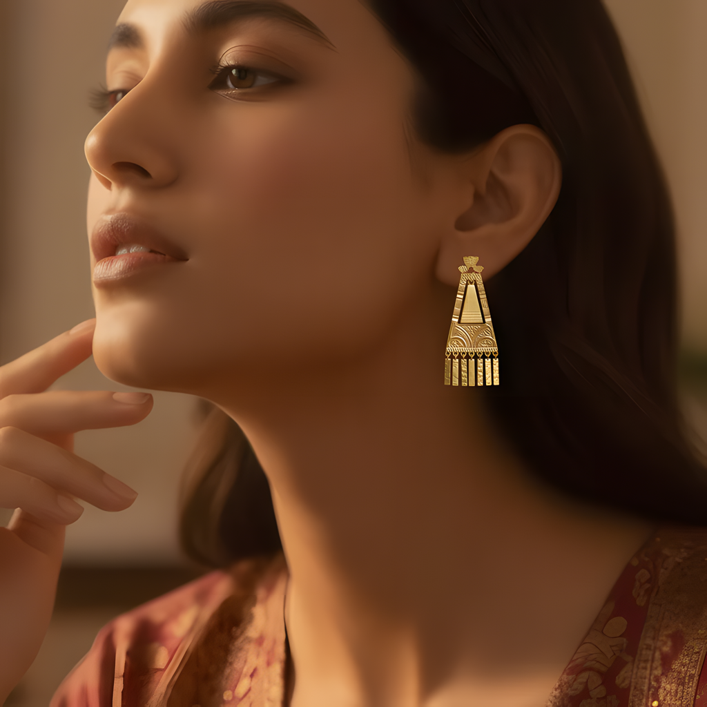 ORNA Earrings Waterproof Ethnic Long Danglers with Charms
