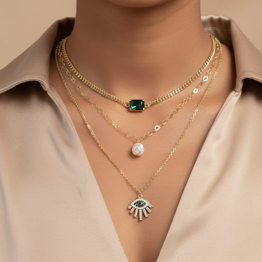 ORNA Necklace Waterproof Layers Set with Earrings