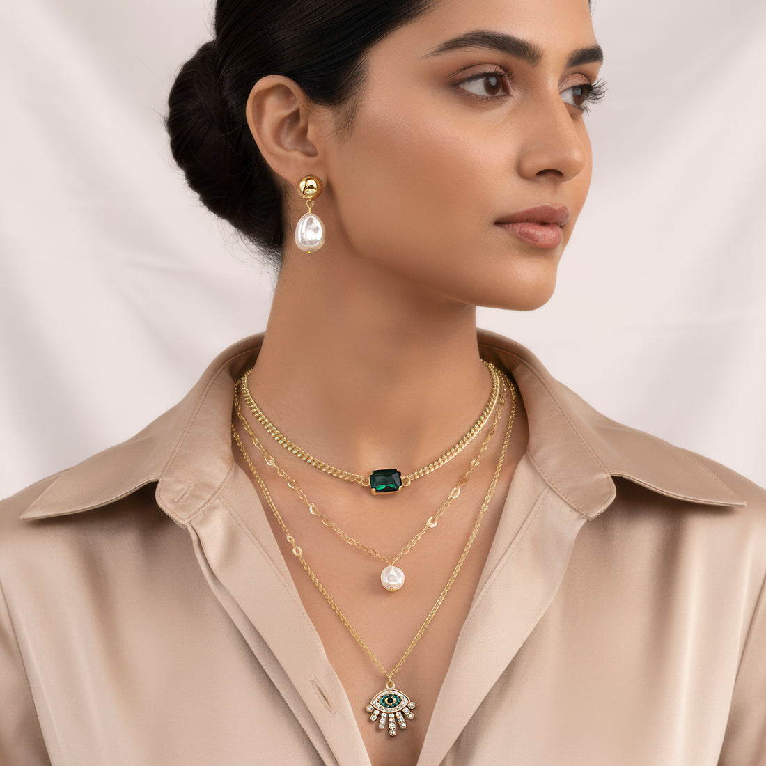 ORNA Necklace Waterproof Layers Set with Earrings