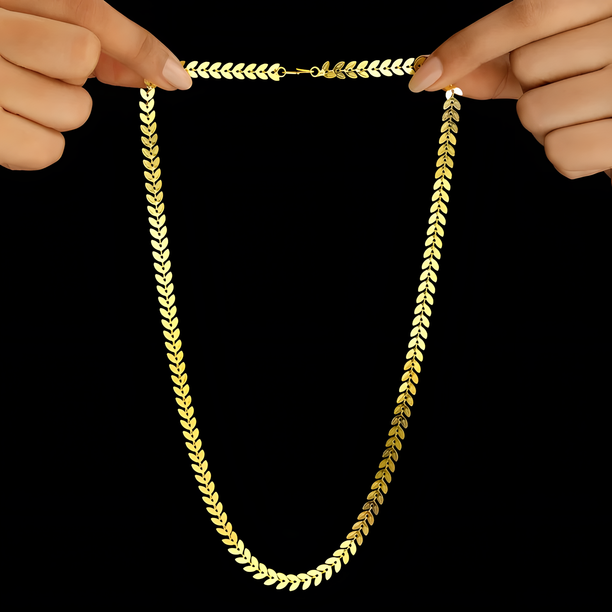 ORNA Necklace Waterproof Double Layer Chevron Chain with Shell Charms