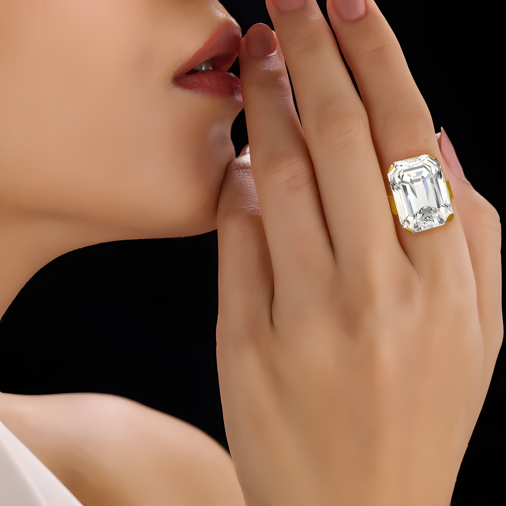 ORNA Ring Waterproof White Crystal (Adjustable Size)
