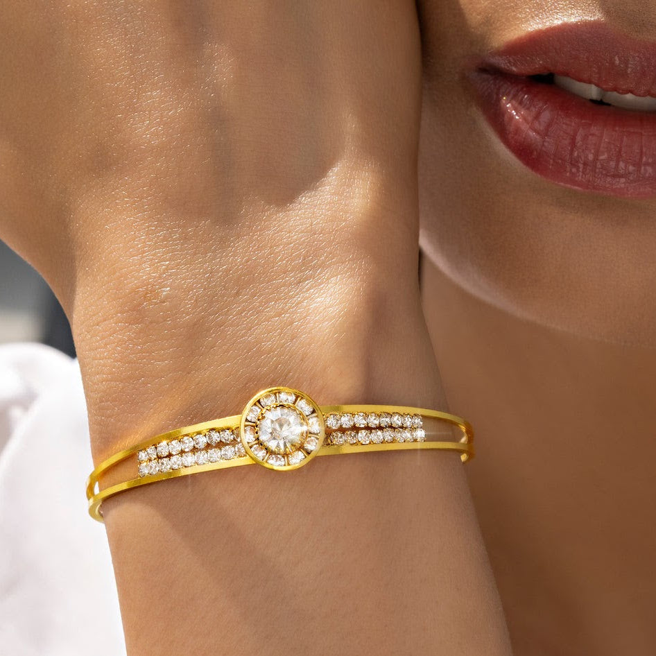 ORNA Bracelet Waterproof Crystals Bangle (Adjustable Size)