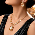 ORNA Necklace Waterproof Gold Plated Premium Crystal Set With Earrings
