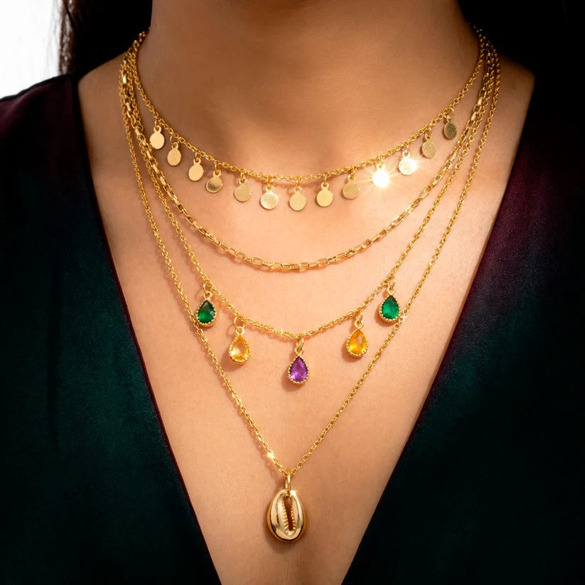 ORNA Necklace Waterproof Multilayered Crystal Charms