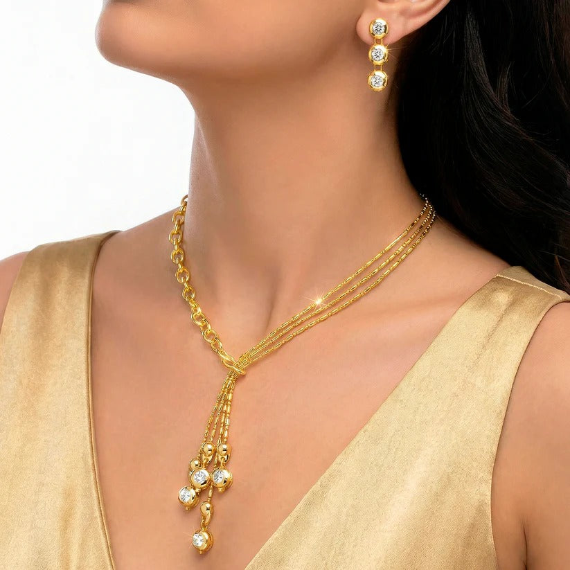 ORNA Necklace Waterproof High Fashion Crystal Set With Earrings