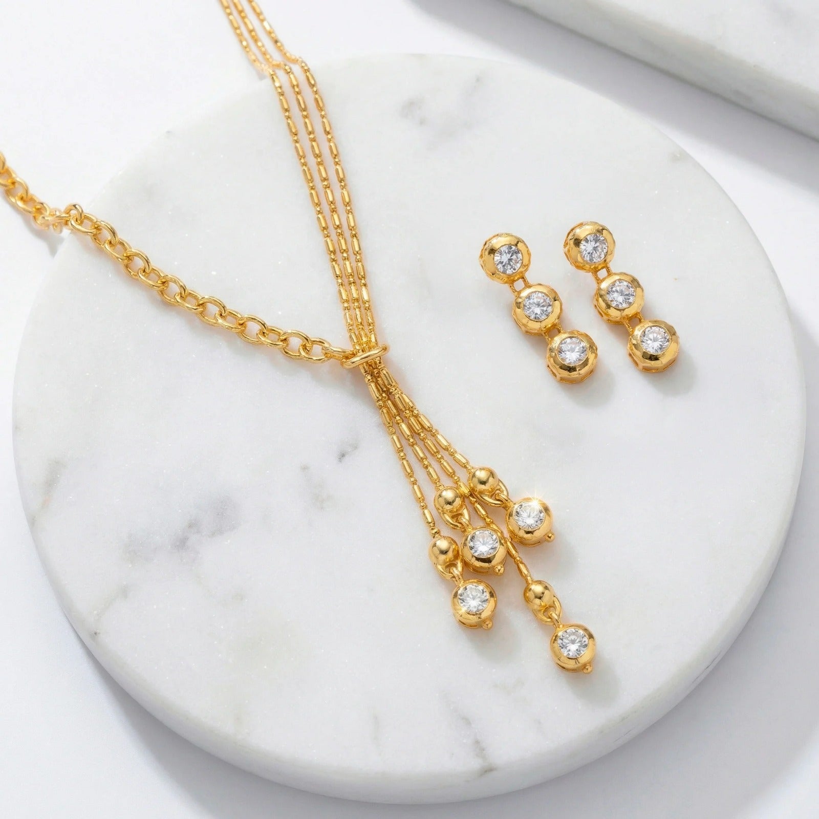 ORNA Necklace Waterproof High Fashion Crystal Set With Earrings