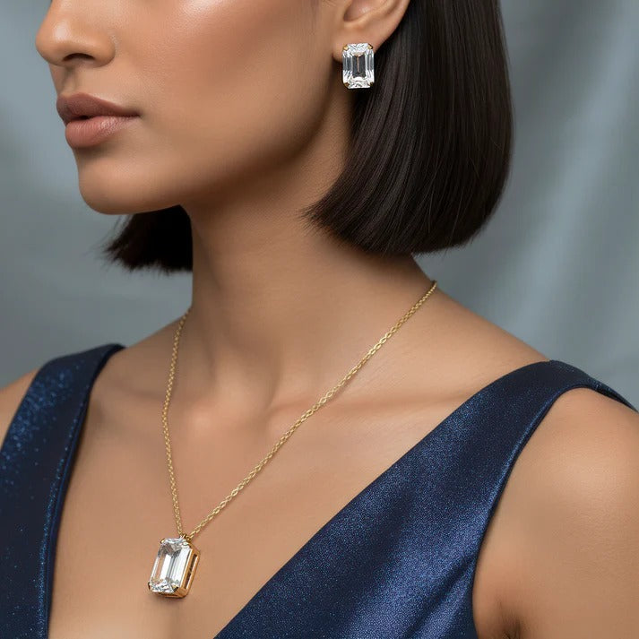 ORNA Necklace Waterproof Royal Crystal Pendant Set