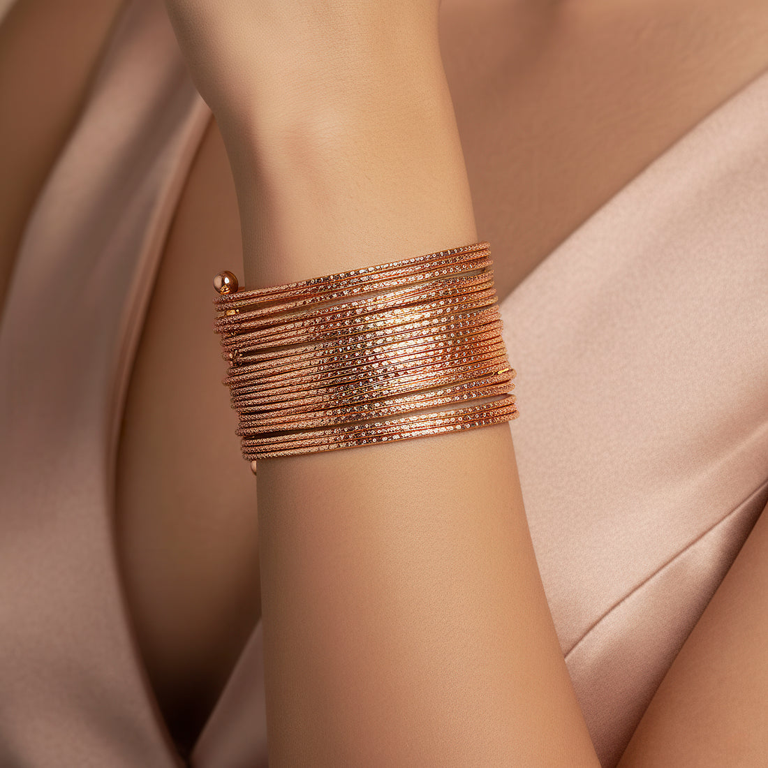 ORNA Bracelet Waterproof Rose Gold Multilayer Bangle (Adjustable Size)