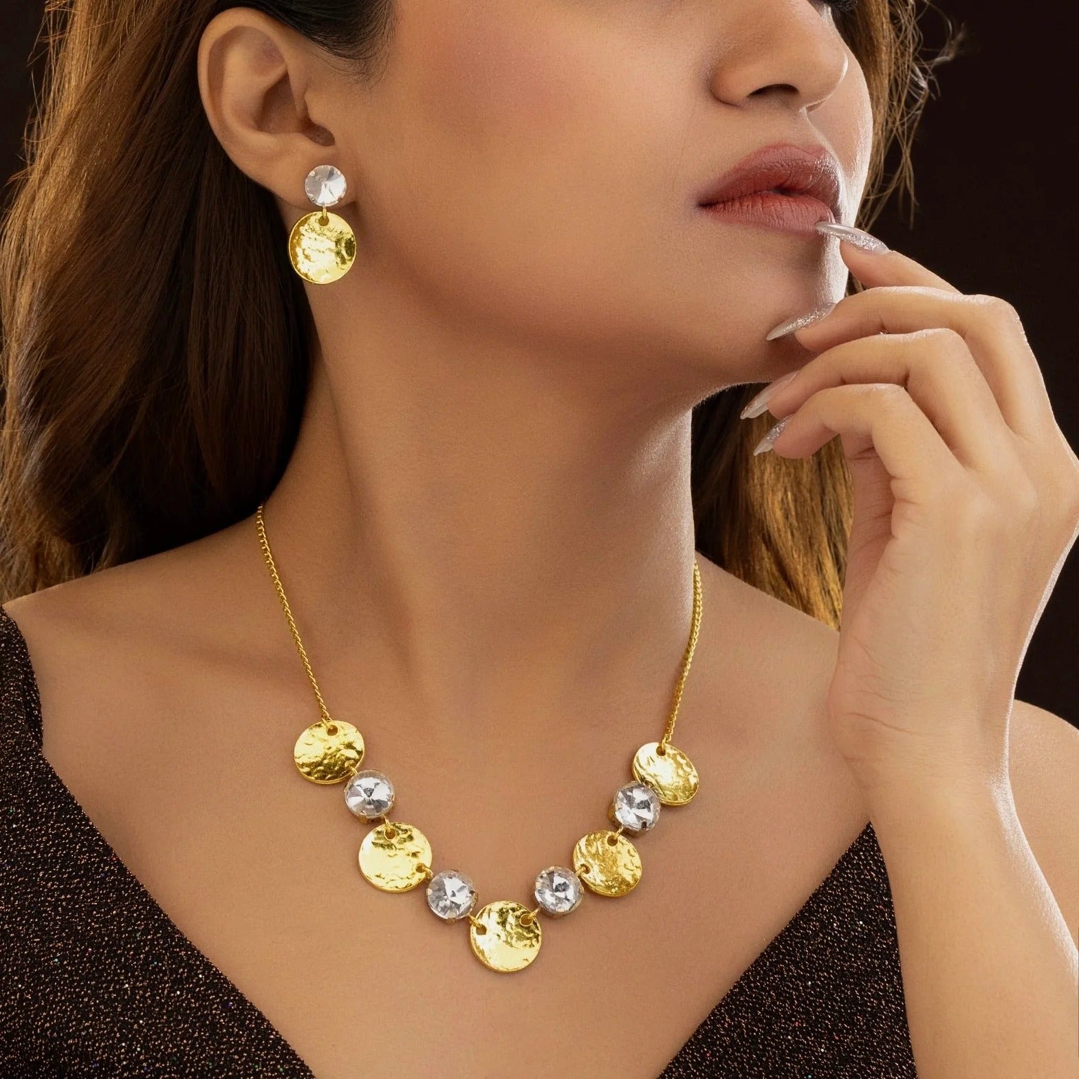 ORNA Necklace Waterproof Crystal Set With Earrings