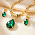 ORNA Necklace Waterproof Emerald Crystal Set With Earrings