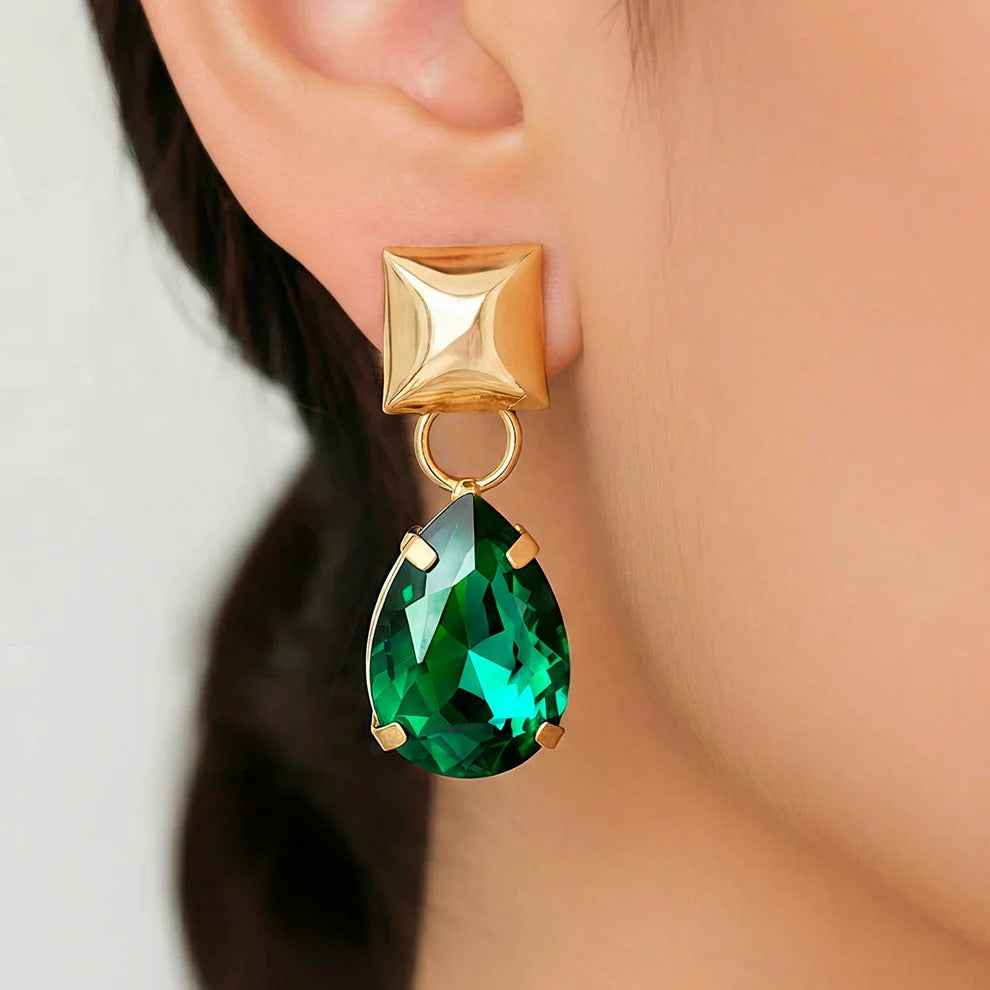 ORNA Necklace Waterproof Emerald Crystal Set With Earrings