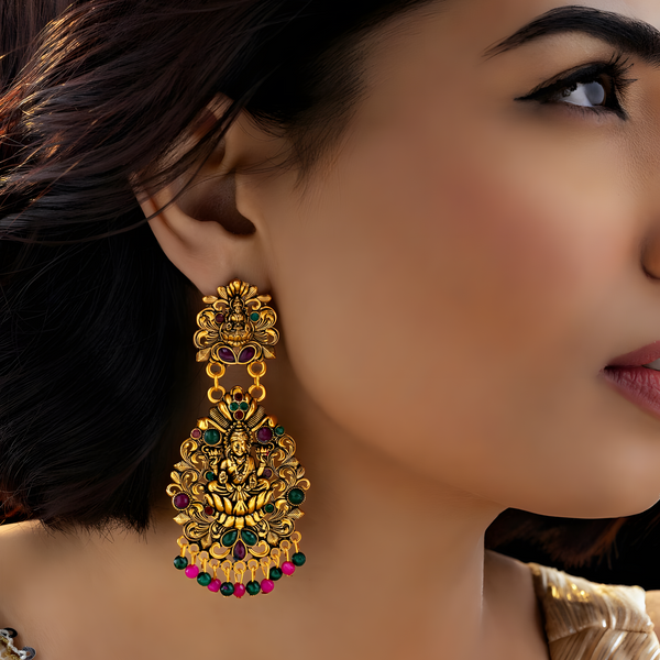 ORNA Earrings Waterproof Goddess Lakshmi Danglers