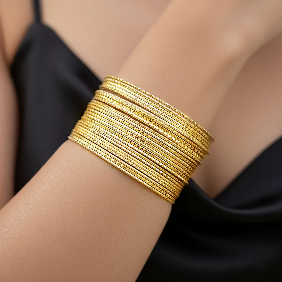 ORNA Bracelet Waterproof Gold Plated Multilayer Bangle (Adjustable Size)