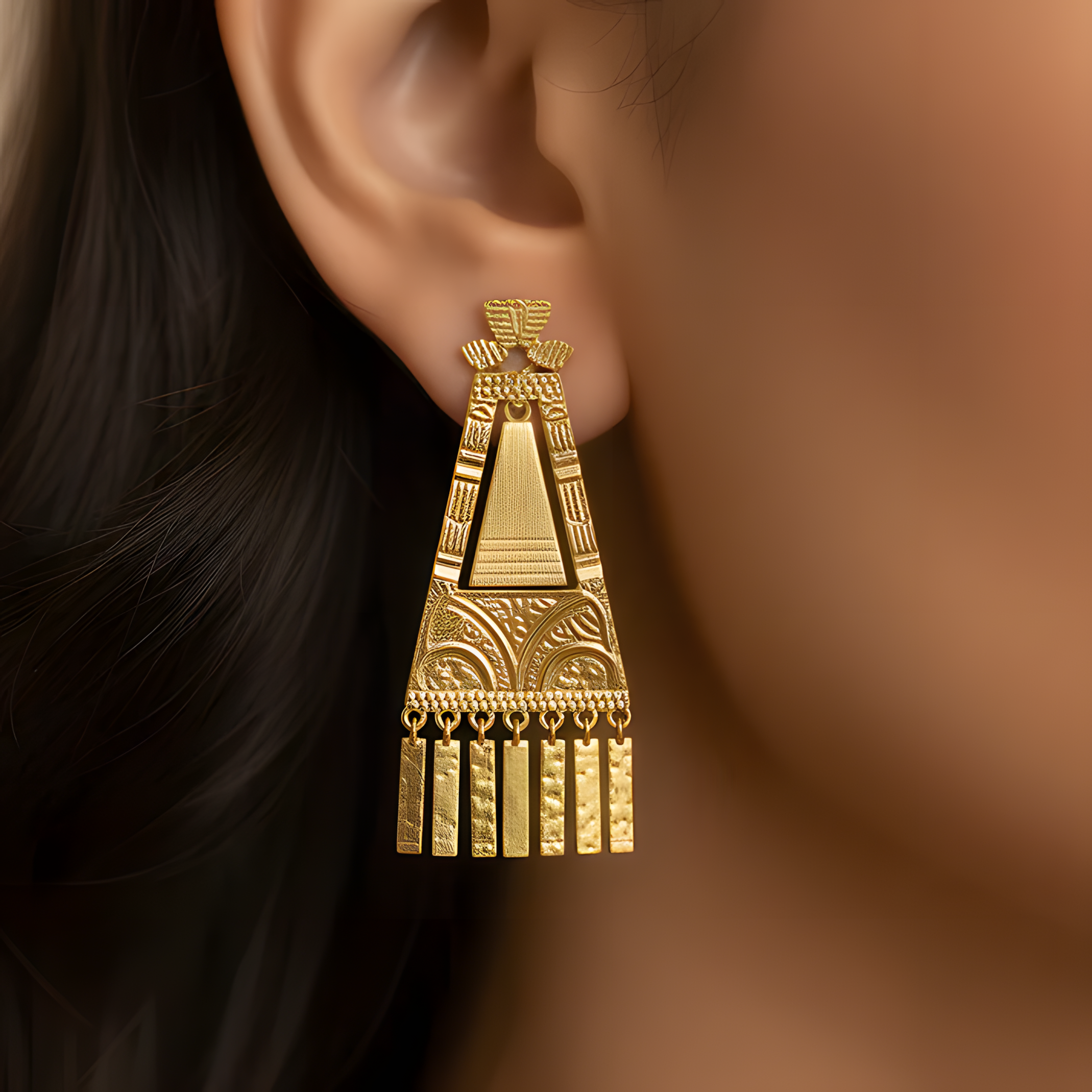ORNA Earrings Waterproof Ethnic Long Danglers with Charms
